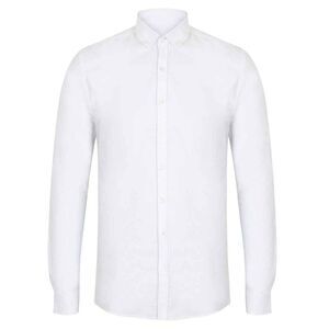 Henbury Mens Modern Long Sleeve Slim Fit Oxford Shirt / White